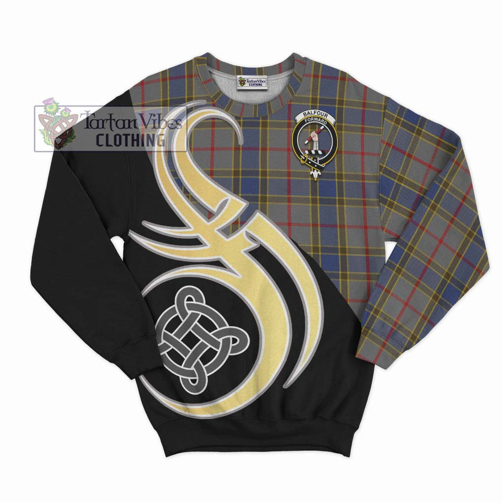 Balfour Tartan Sweatshirt with Family Crest and Celtic Symbol Style - Tartan Vibes Clothing