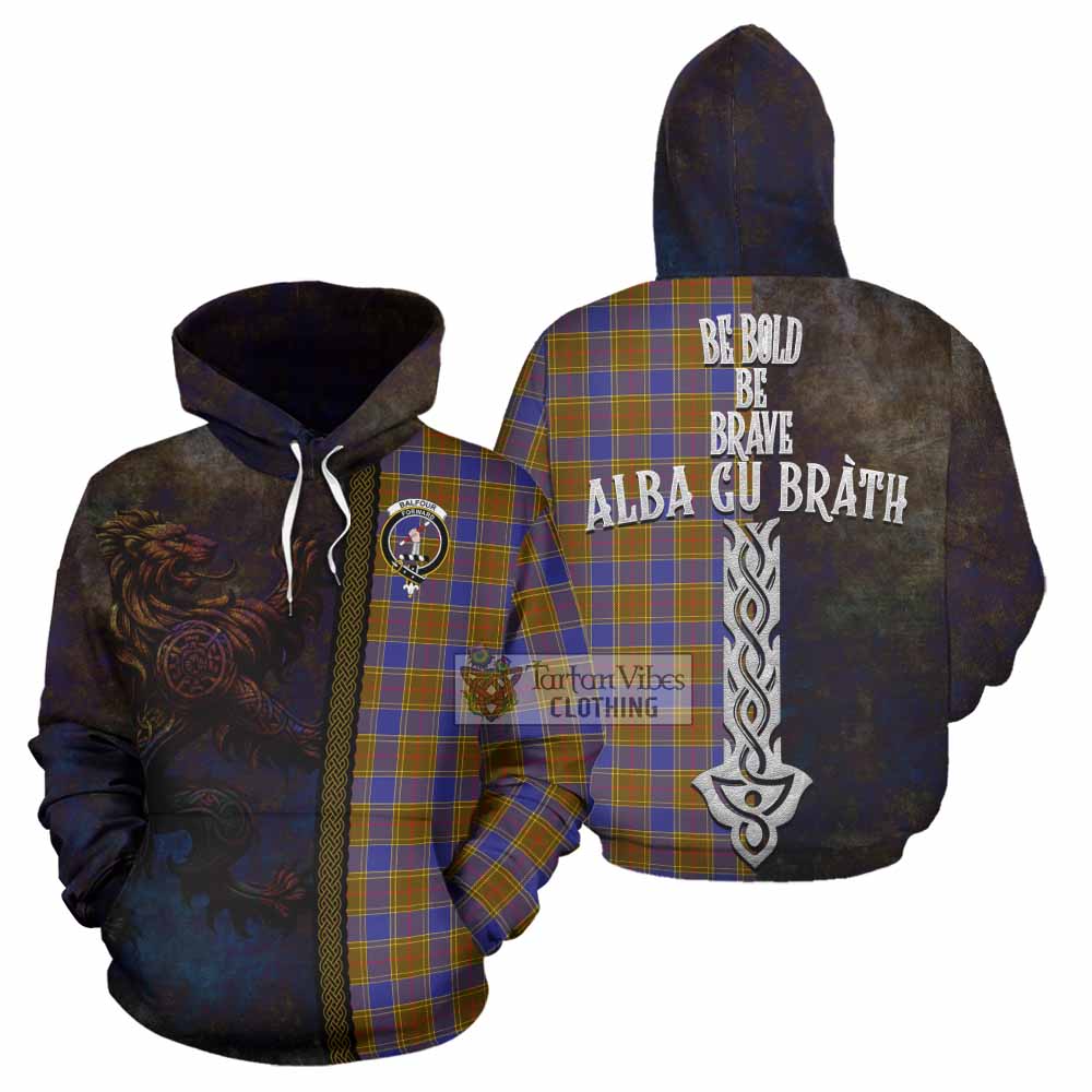 Tartan Vibes Clothing Balfour Tartan Family Crest Hoodie Alba Gu Brath Be Brave Lion Ancient Style