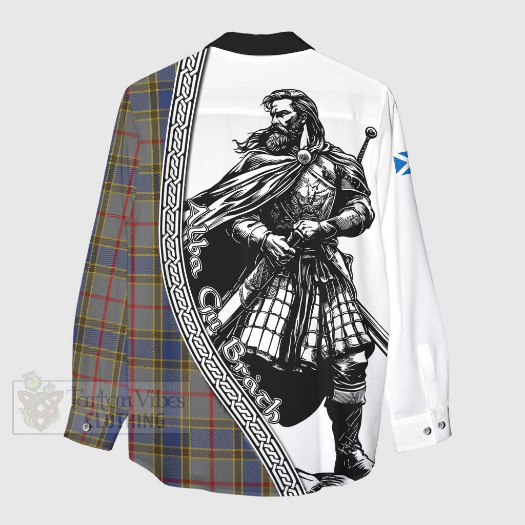 Tartan Vibes Clothing Balfour Tartan Clan Crest Women's Casual Shirt with Highlander Warrior Celtic Style