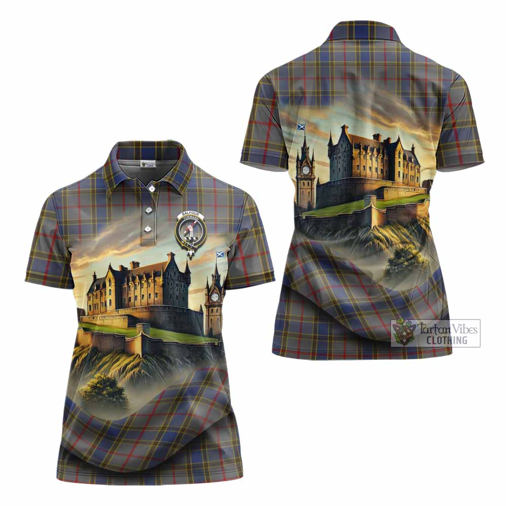 Tartan Vibes Clothing Balfour Tartan Family Crest Women's Polo Shirt with Scottish Ancient Castle Stype