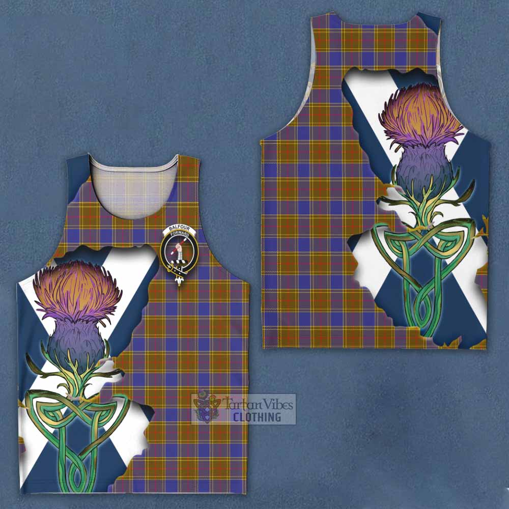 Tartan Vibes Clothing Balfour Tartan Family Crest Men's Tank Top Scottish Thistle Celtic Inspired