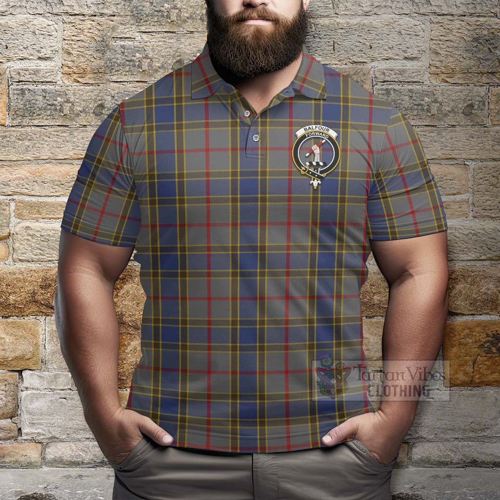Tartan Vibes Clothing Balfour Tartan Polo Shirt with Family Crest and Bearded Skull Holding Bottles of Whiskey
