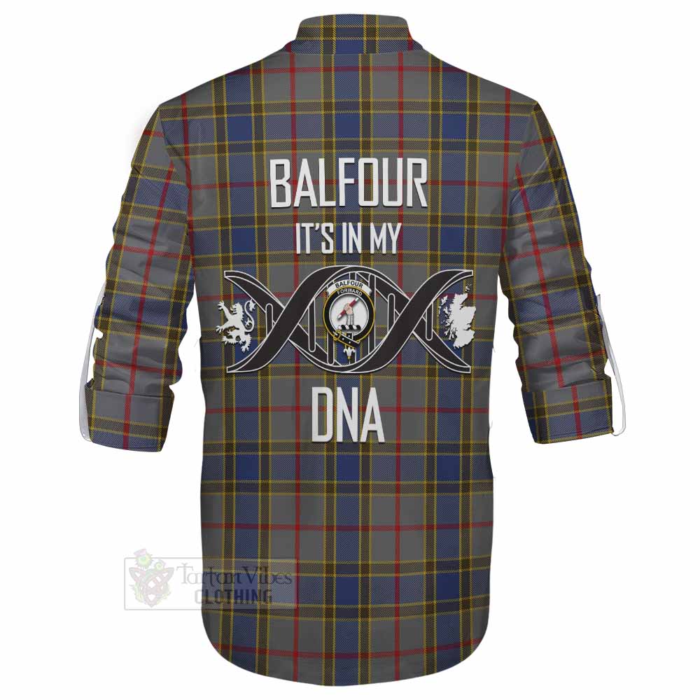 Tartan Vibes Clothing Balfour Tartan Ghillie Kilt Shirt with Family Crest DNA In Me Style