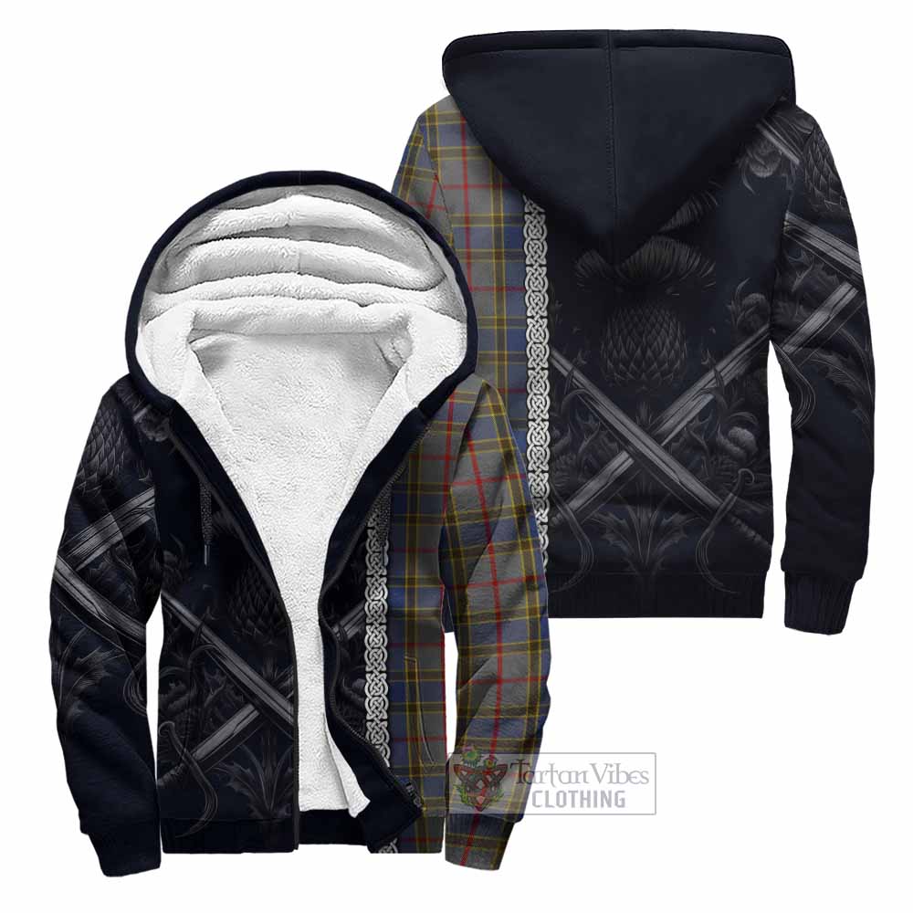 Tartan Vibes Clothing Balfour Tartan Sherpa Hoodie with Family Crest Cross Sword Thistle Celtic Vibes