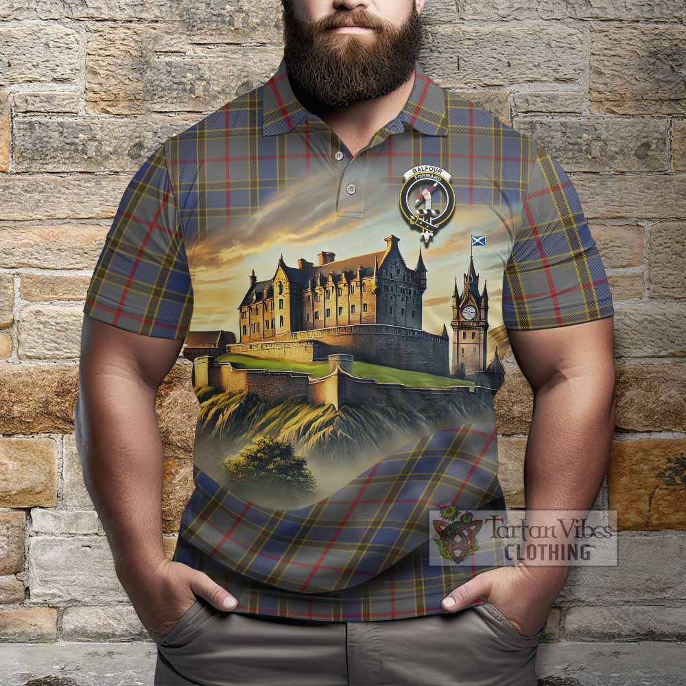 Tartan Vibes Clothing Balfour Tartan Family Crest Polo Shirt with Scottish Ancient Castle Stype