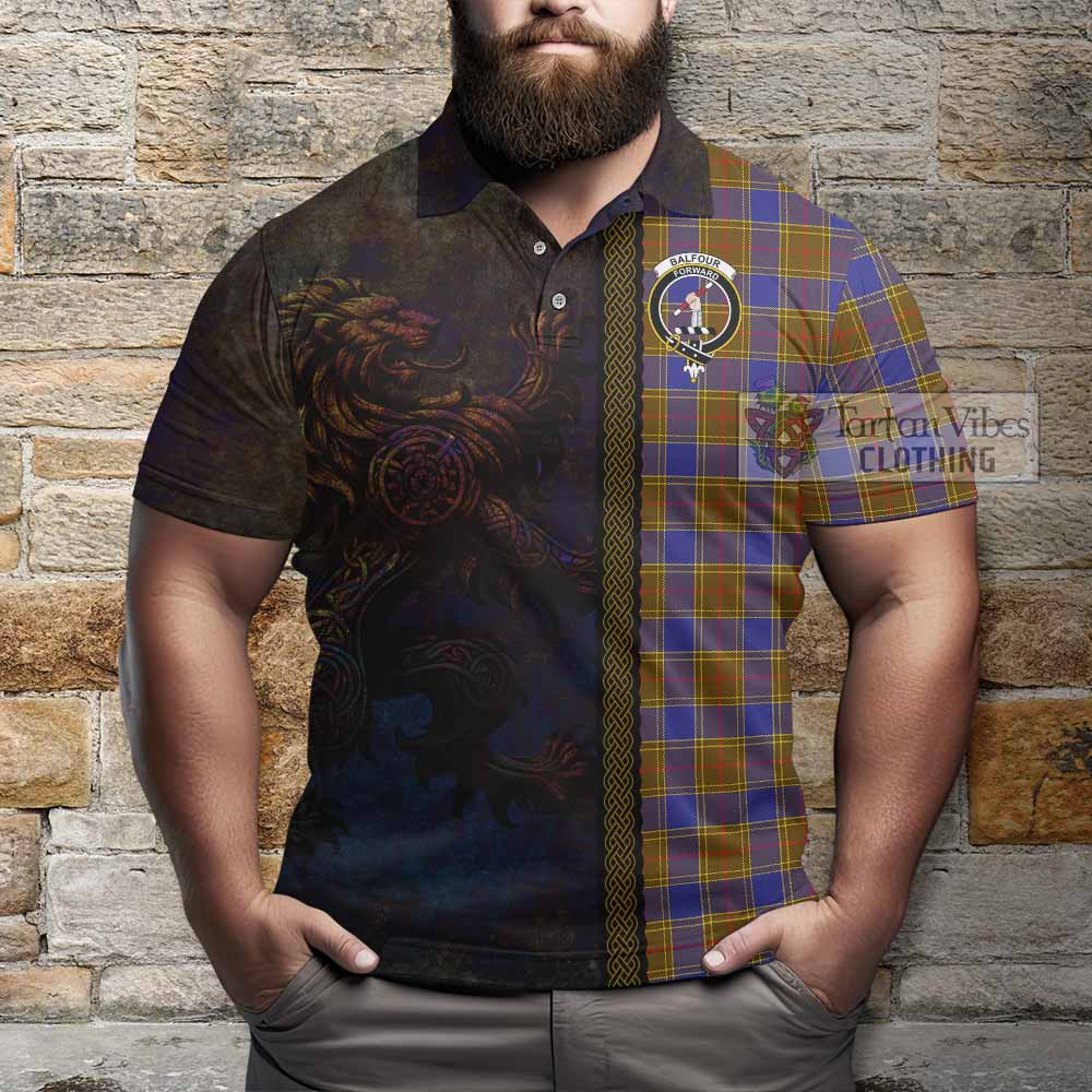 Tartan Vibes Clothing Balfour Tartan Family Crest Polo Shirt Alba Gu Brath Be Brave Lion Ancient Style