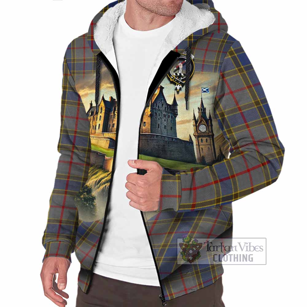 Tartan Vibes Clothing Balfour Tartan Family Crest Sherpa Hoodie with Scottish Ancient Castle Style