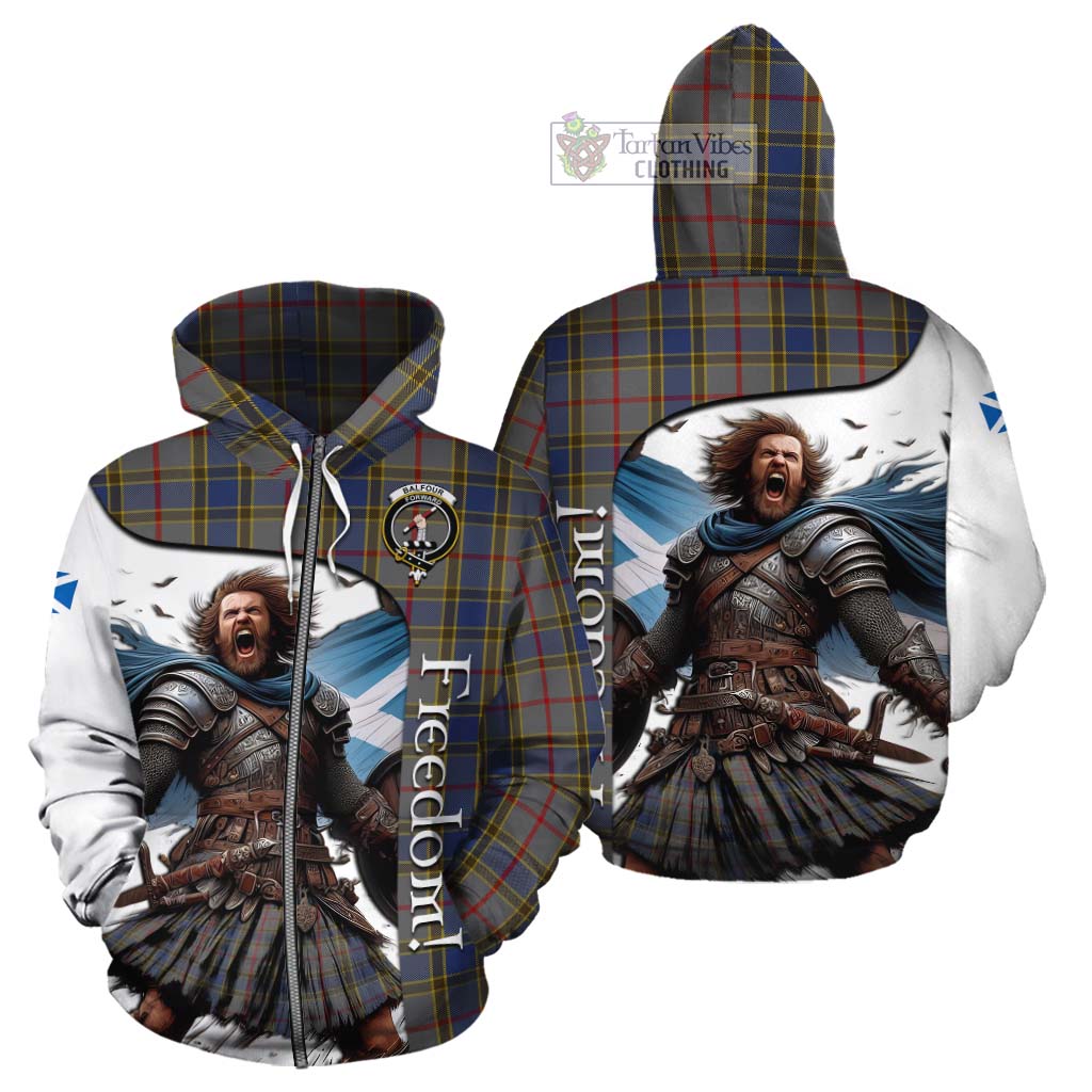 Tartan Vibes Clothing Balfour Crest Tartan Cotton Hoodie Inspired by the Freedom of Scottish Warrior