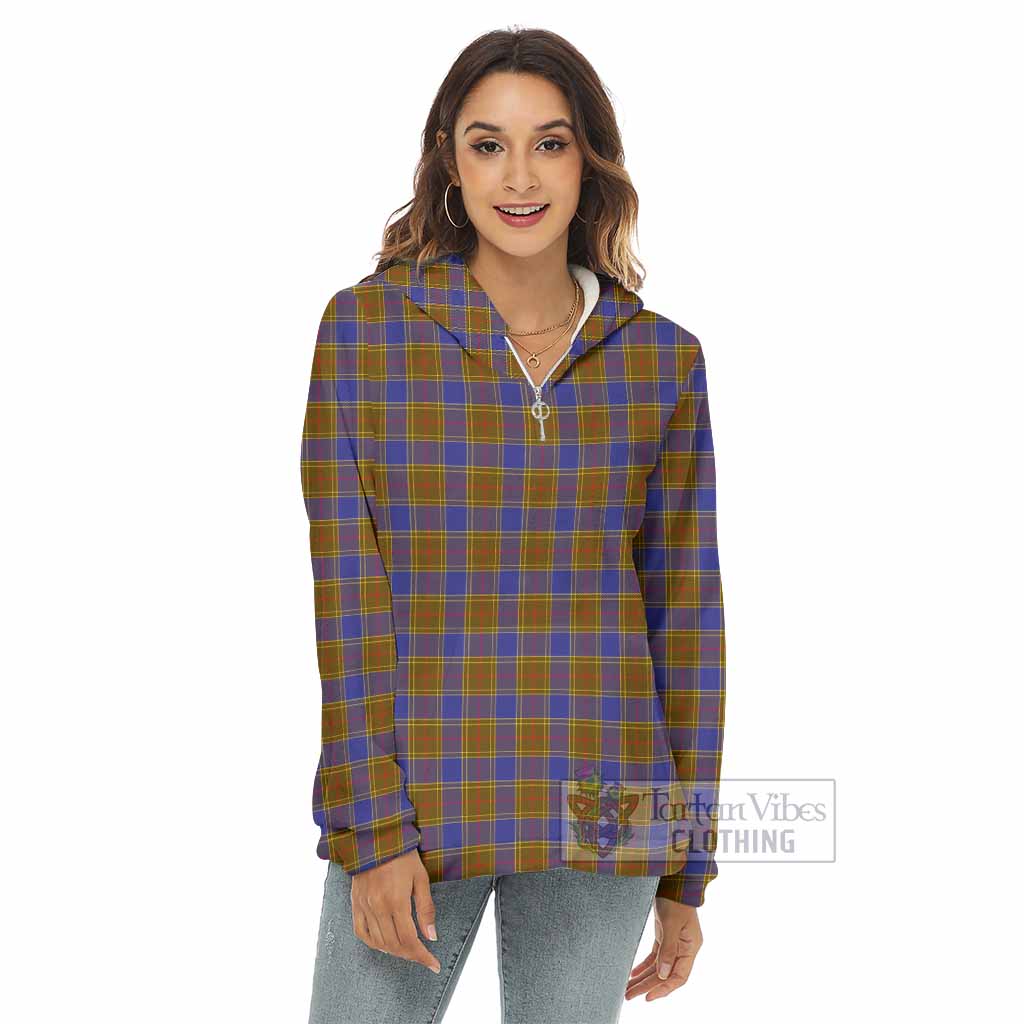 Tartan Vibes Clothing Balfour Tartan Women's Borg  Half Zip Fleece Hoodie