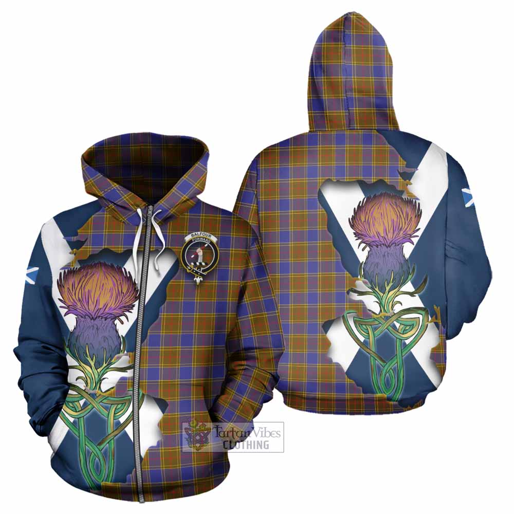 Tartan Vibes Clothing Balfour Tartan Family Crest Hoodie Scottish Thistle Celtic Inspired