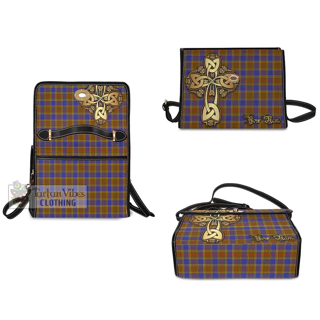 Tartan Vibes Clothing Balfour Tartan Waterproof Canvas Bag Golden Thistle Celtic Cross Style