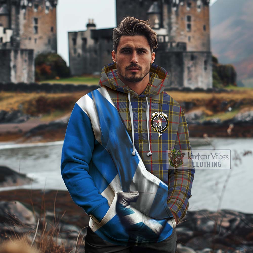 Tartan Vibes Clothing Balfour Tartan Cotton Hoodie with Family Crest Scotland Patriotic Style