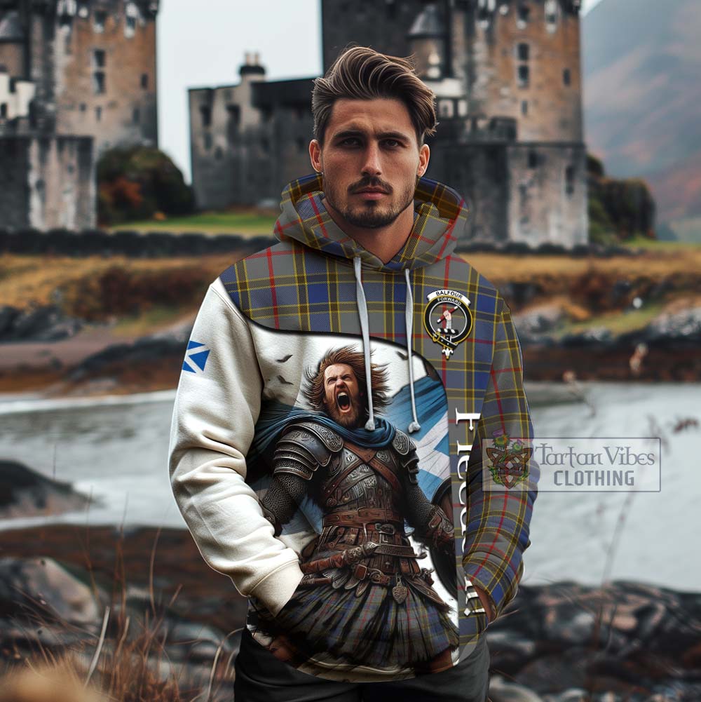 Tartan Vibes Clothing Balfour Crest Tartan Cotton Hoodie Inspired by the Freedom of Scottish Warrior