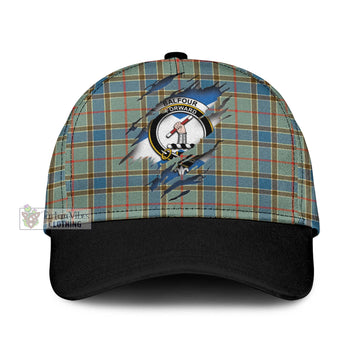 Balfour Blue Tartan Classic Cap with Family Crest In Me Style