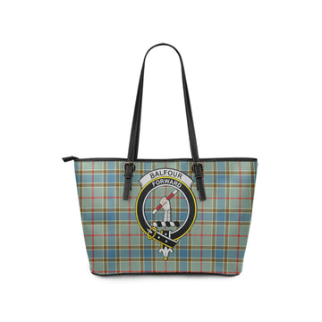 Balfour Blue Tartan Leather Tote Bag with Family Crest