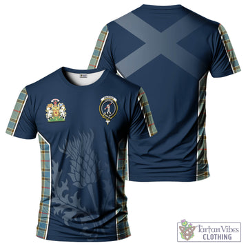 Balfour Blue Tartan T-Shirt with Family Crest and Scottish Thistle Vibes Sport Style