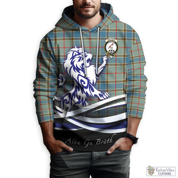 Balfour Blue Tartan Hoodie with Alba Gu Brath Regal Lion Emblem