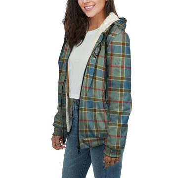 Balfour Blue Tartan Sherpa Hoodie with Family Crest