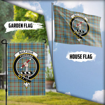 Balfour Blue Tartan Flag with Family Crest