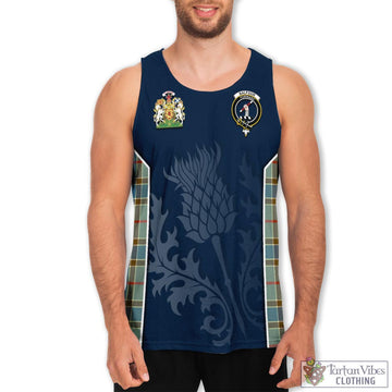 Balfour Blue Tartan Men's Tanks Top with Family Crest and Scottish Thistle Vibes Sport Style