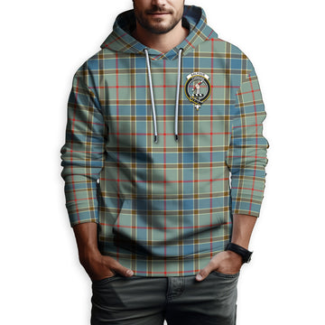 Balfour Blue Tartan Hoodie with Family Crest