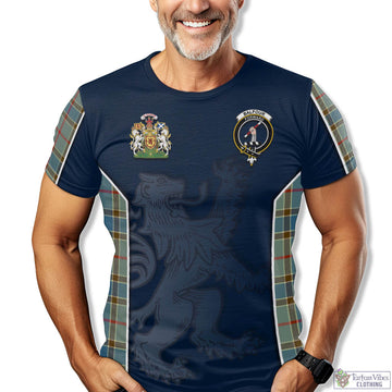 Balfour Blue Tartan T-Shirt with Family Crest and Lion Rampant Vibes Sport Style