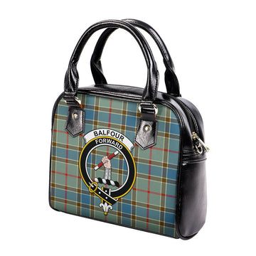 Balfour Blue Tartan Shoulder Handbags with Family Crest