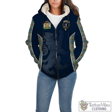Balfour Blue Tartan Sherpa Hoodie with Family Crest and Lion Rampant Vibes Sport Style