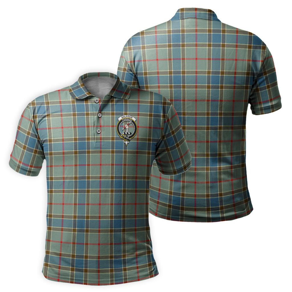 Balfour Blue Tartan Men's Polo Shirt with Family Crest - Tartanvibesclothing