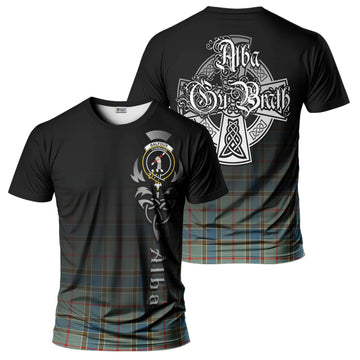 Balfour Blue Tartan T-Shirt Featuring Alba Gu Brath Family Crest Celtic Inspired