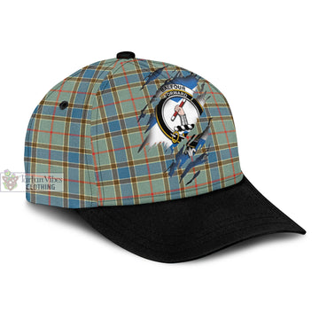 Balfour Blue Tartan Classic Cap with Family Crest In Me Style
