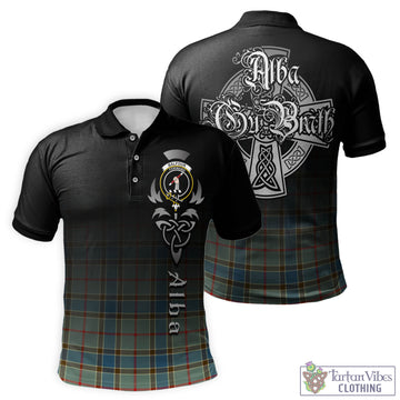 Balfour Blue Tartan Polo Shirt Featuring Alba Gu Brath Family Crest Celtic Inspired