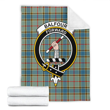 Balfour Blue Tartan Blanket with Family Crest
