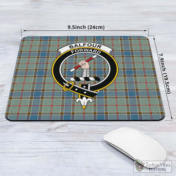 Balfour Blue Tartan Mouse Pad with Family Crest