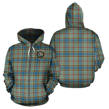 Balfour Blue Tartan Hoodie with Family Crest