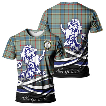 Balfour Blue Tartan T-Shirt with Alba Gu Brath Regal Lion Emblem