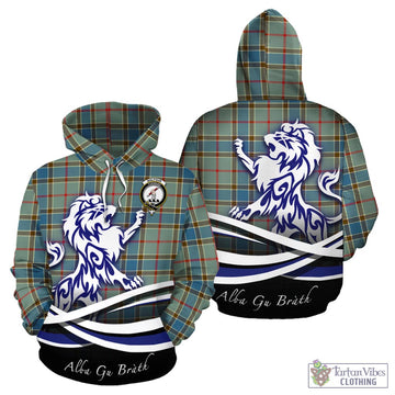 Balfour Blue Tartan Hoodie with Alba Gu Brath Regal Lion Emblem
