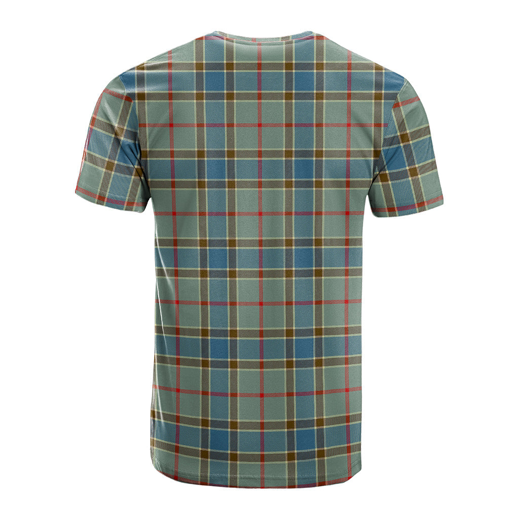 Balfour Blue Tartan T-Shirt with Family Crest - Tartanvibesclothing