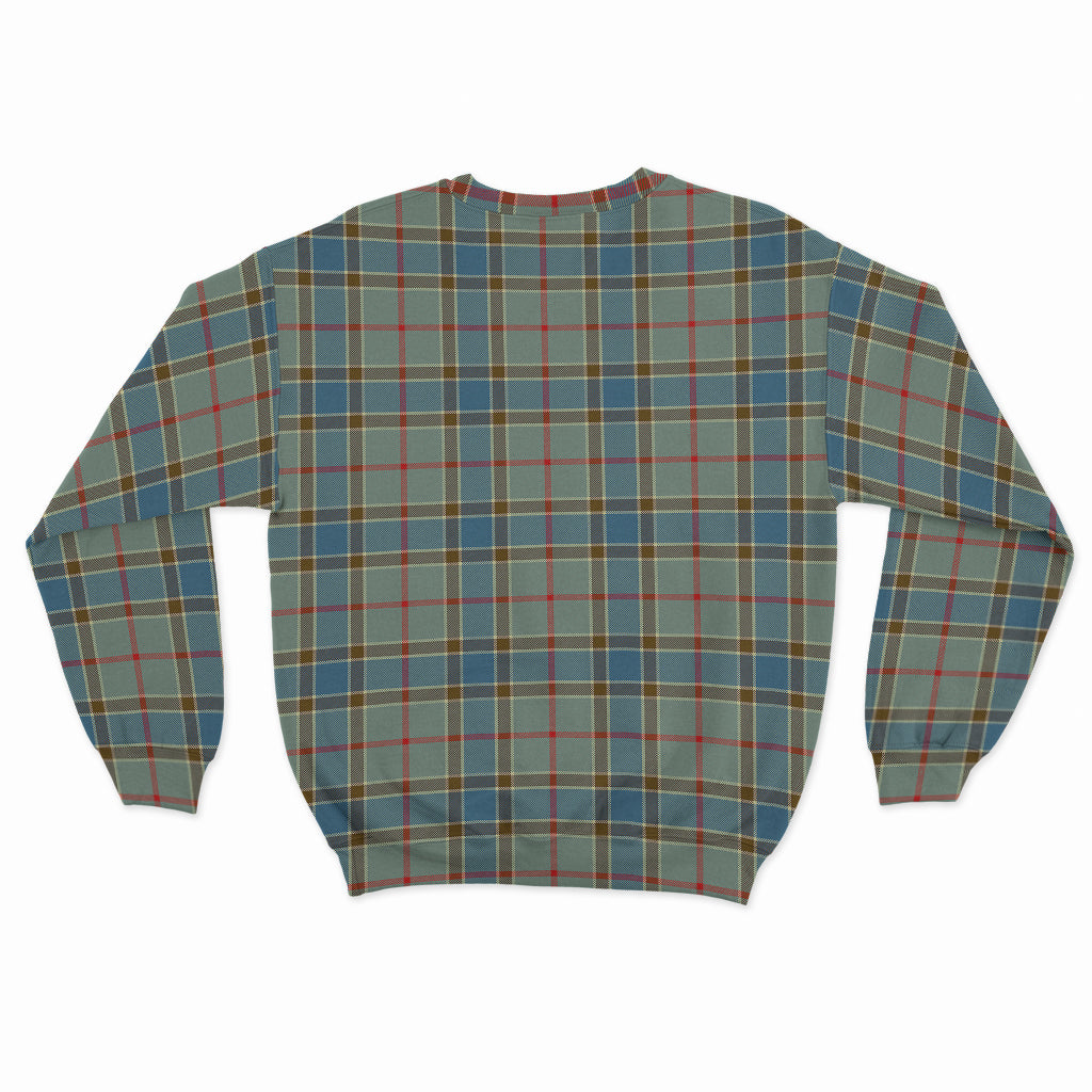 Balfour Blue Tartan Sweatshirt with Family Crest - Tartanvibesclothing
