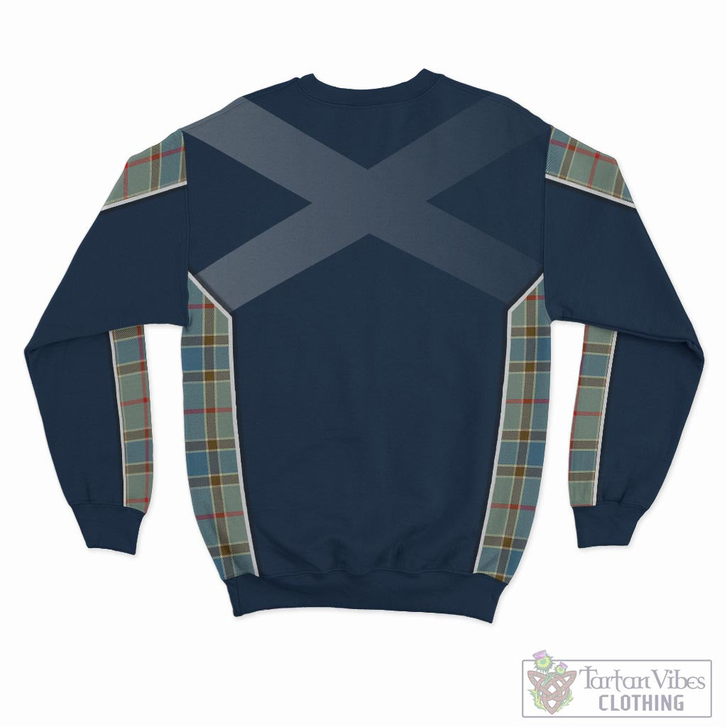 Tartan Vibes Clothing Balfour Blue Tartan Sweatshirt with Family Crest and Scottish Thistle Vibes Sport Style