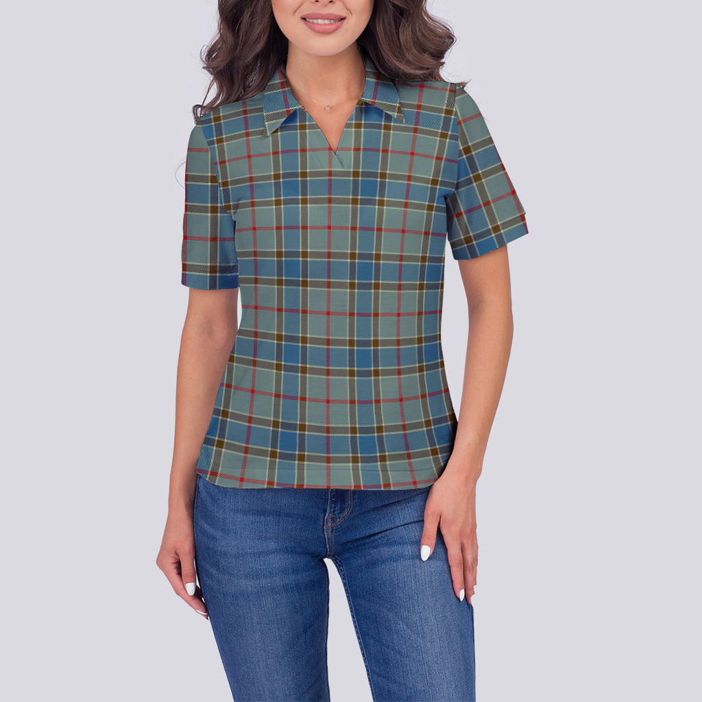 Balfour Blue Tartan Polo Shirt For Women - Tartanvibesclothing