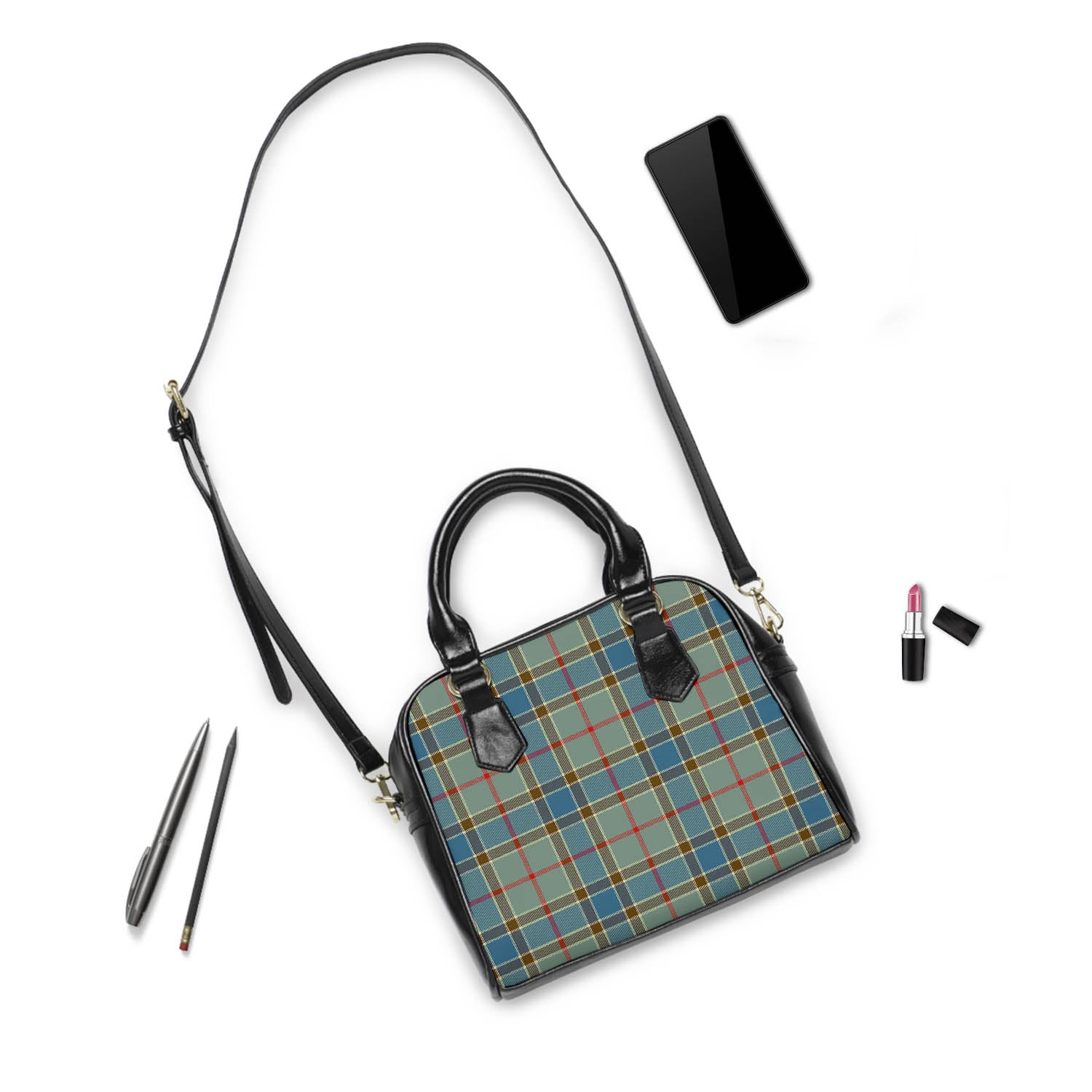 Balfour Blue Tartan Shoulder Handbags - Tartanvibesclothing