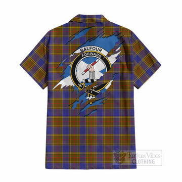 Balfour Clan Crest In Me Tartan Cotton Hawaiian Shirt Scotland Flag Style