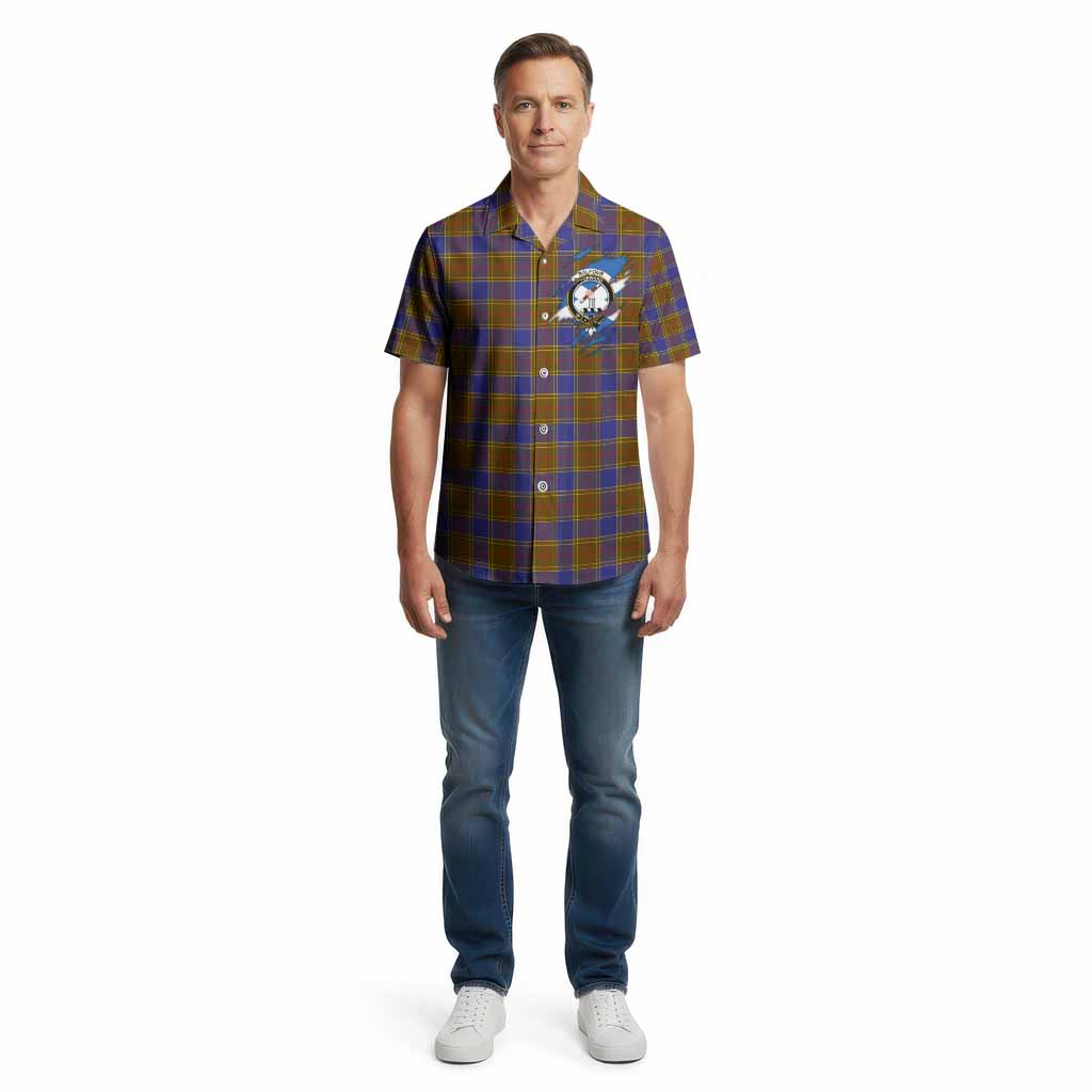 Balfour Clan Crest In Me Tartan Cotton Hawaiian Shirt Scotland Flag Style