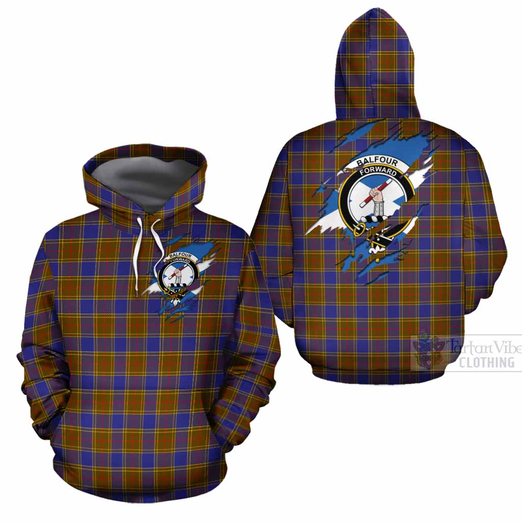 Balfour Clan Crest In Me Tartan Cotton Hoodie Scotland Flag Style