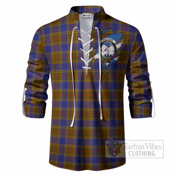 Balfour Clan Crest In Me Tartan Ghillie Shirt Scotland Flag Style