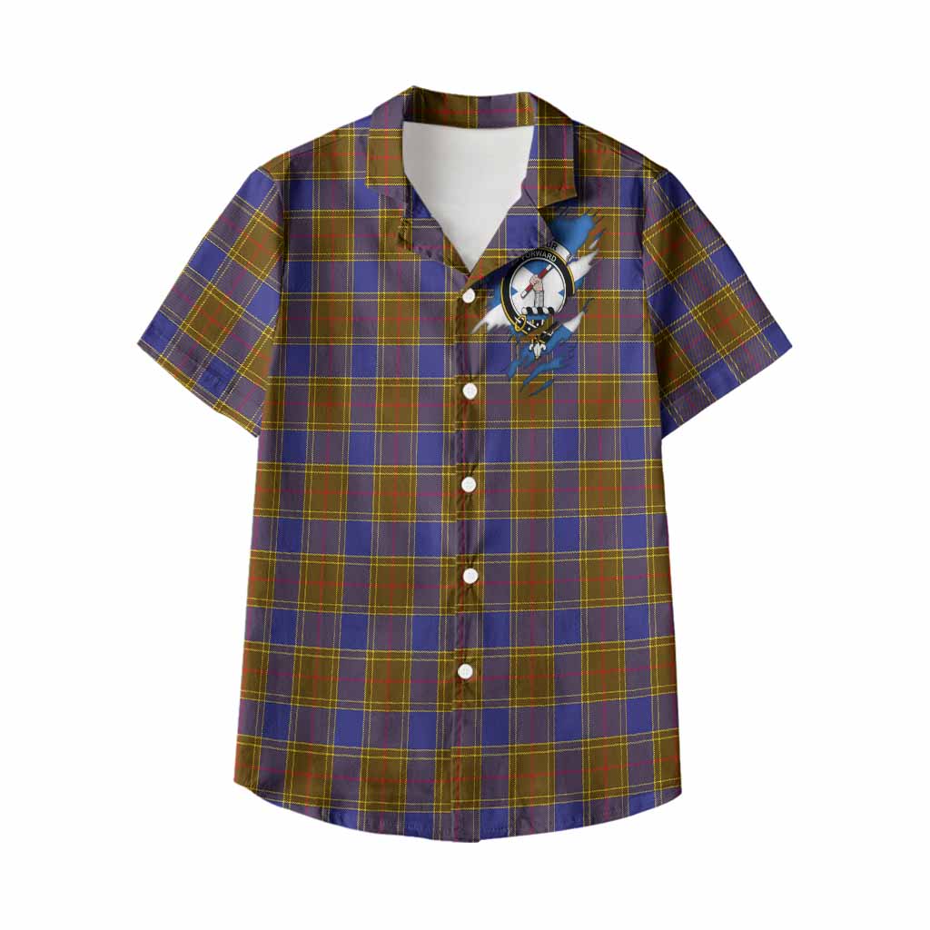 Balfour Clan Crest In Me Tartan Kid Hawaiian Shirt Scotland Flag Style