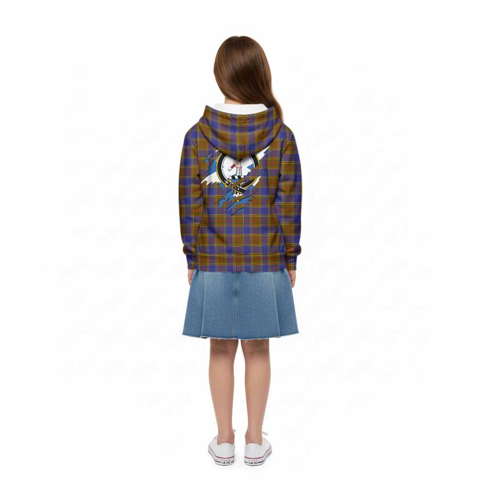 Balfour Clan Crest In Me Tartan Kid Hoodie Scotland Flag Style