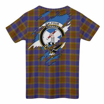 Balfour Clan Crest In Me Tartan Kid T-shirt Scotland Flag Style