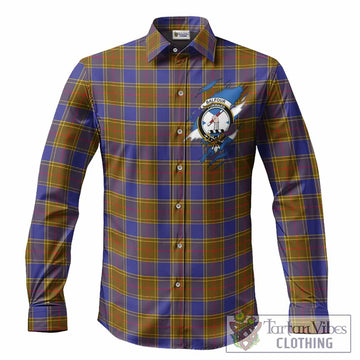 Balfour Clan Crest In Me Tartan Long Sleeve Button Shirts Scotland Flag Style